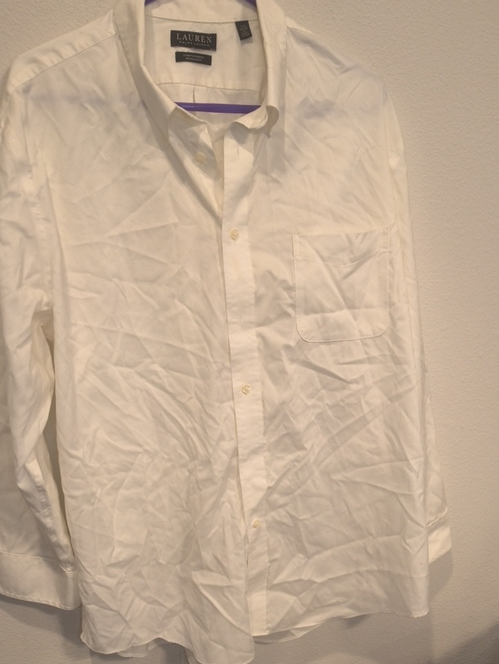 Lauren Ralph Lauren White Cotton Button-Down Dress Shirt - Men's 17 1/2 32-33
